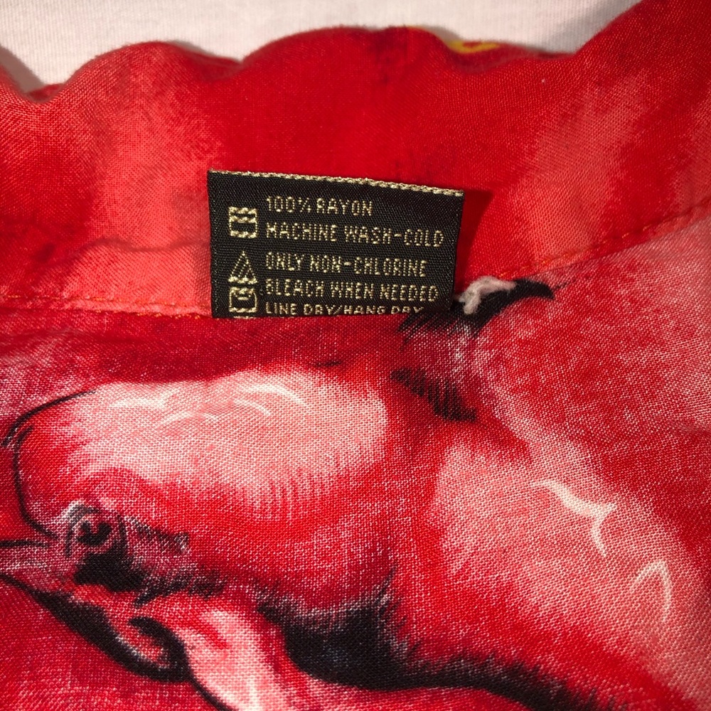 Men’s In Gear Tropical Fish Short Sleeve Casual Button Up Shirt Size Large Red - Picture 5 of 6